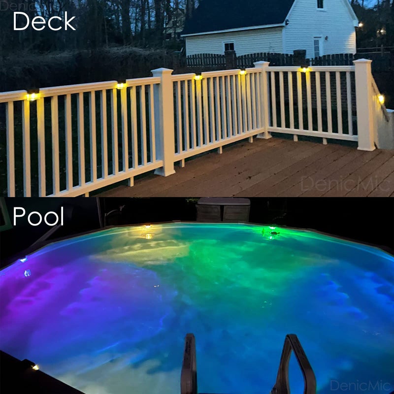 DenicMic Solar Deck Lights 3000K Warm White/Color Changing Outdoor Fence Solar Lights for Step, Railing, Wall, Pool Side LED Waterproof Patio Decor 6 Pack - Image 5